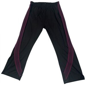 MNML Black Track Pants with Purple Stripes